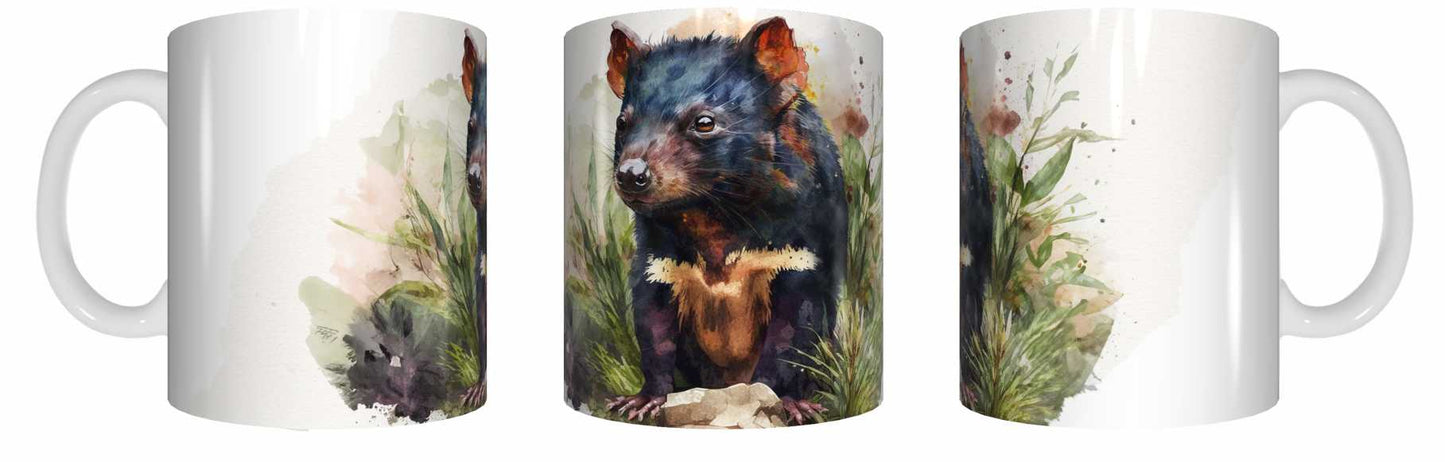 Coffee Mug - Watercolour Tassie Devils (07-92-3987L)