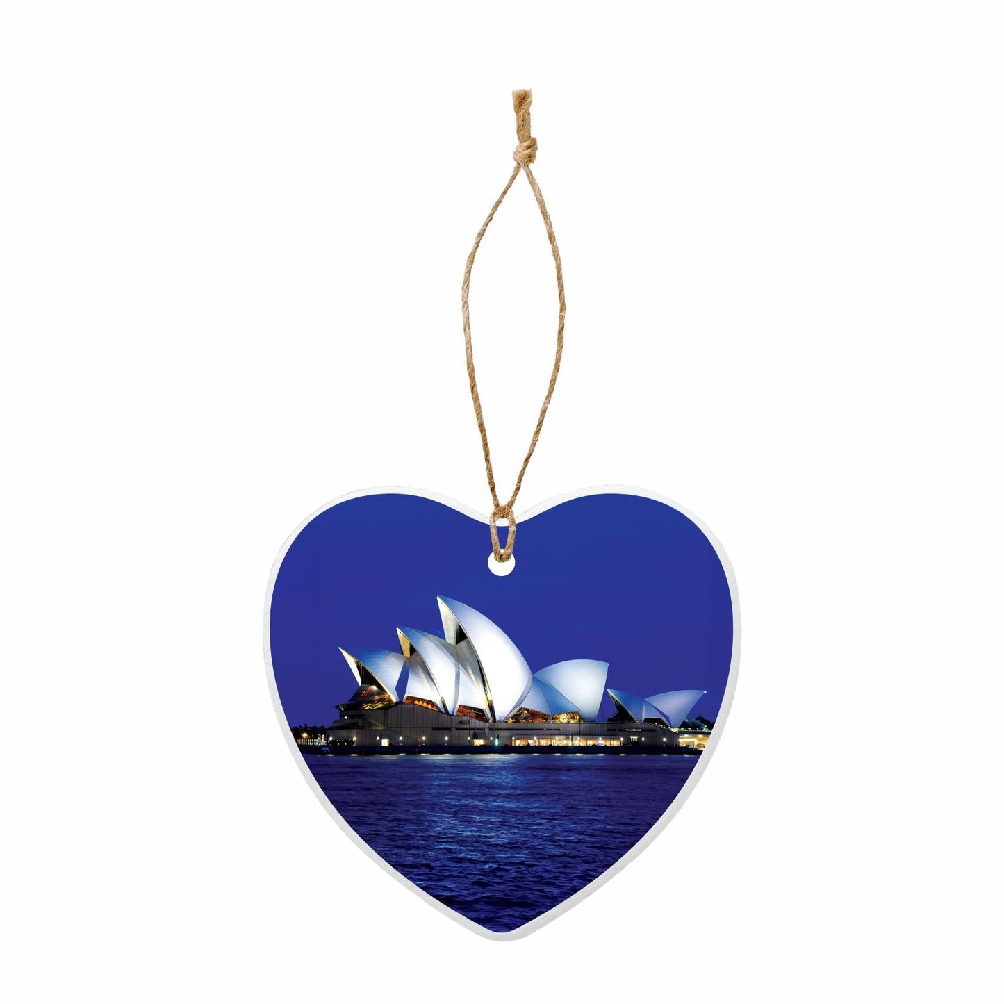 Ceramic Heart Hanging Decoration - Opera House By Night - Fair Dinkum Gifts