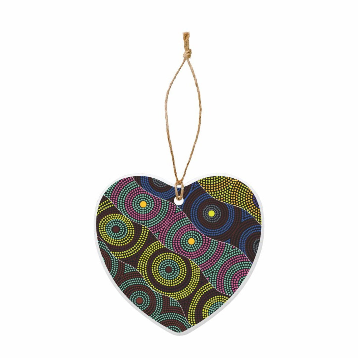 Ceramic Hanging Decoration Heart By Cindy Wallace - Circles - Fair Dinkum Gifts