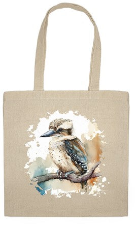 Calico Shopping Tote Bag - Watercolour Kookaburra (27-SC741-3901)