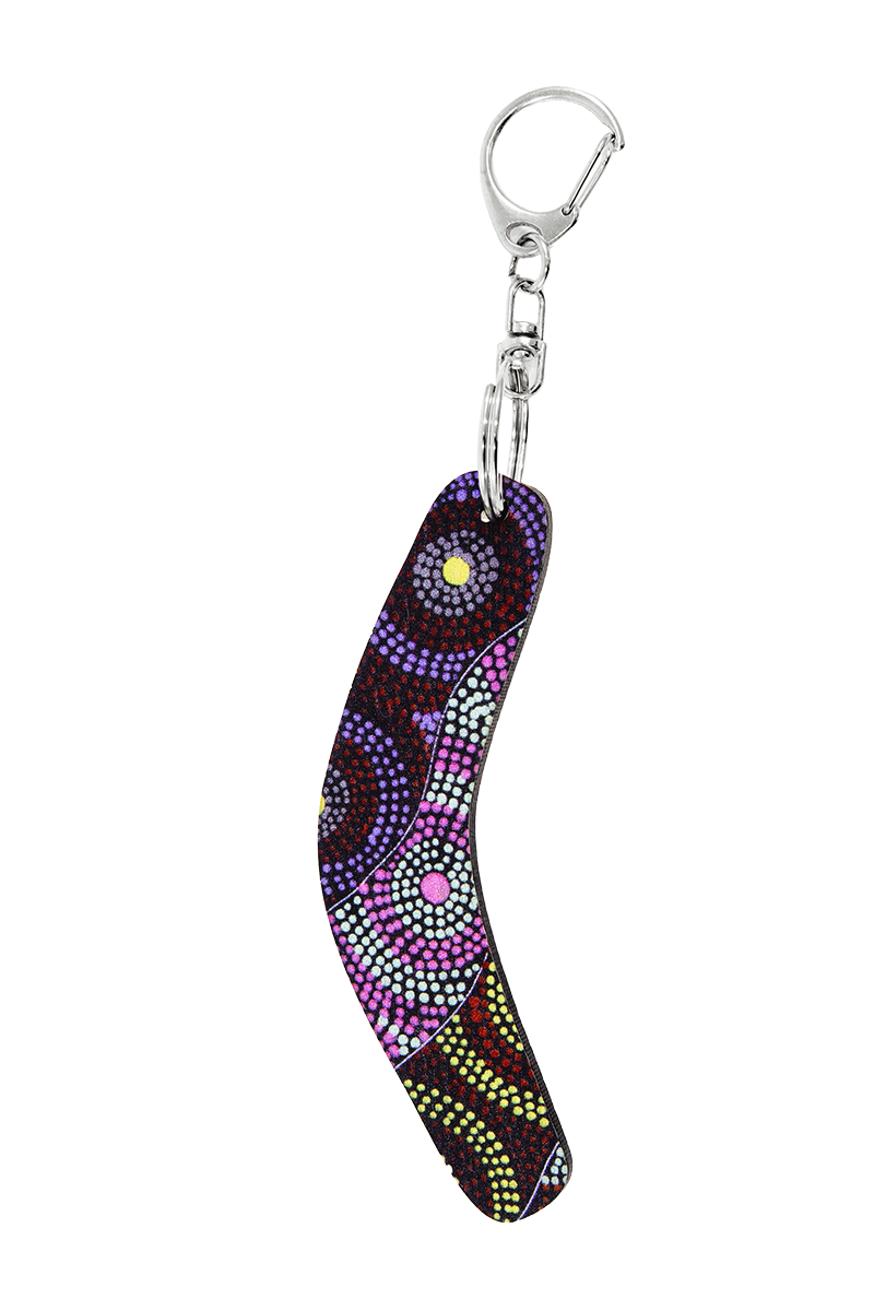 Boomerang Shape Wooden Keyring (Australian Made) - Cindy Wallace Circles