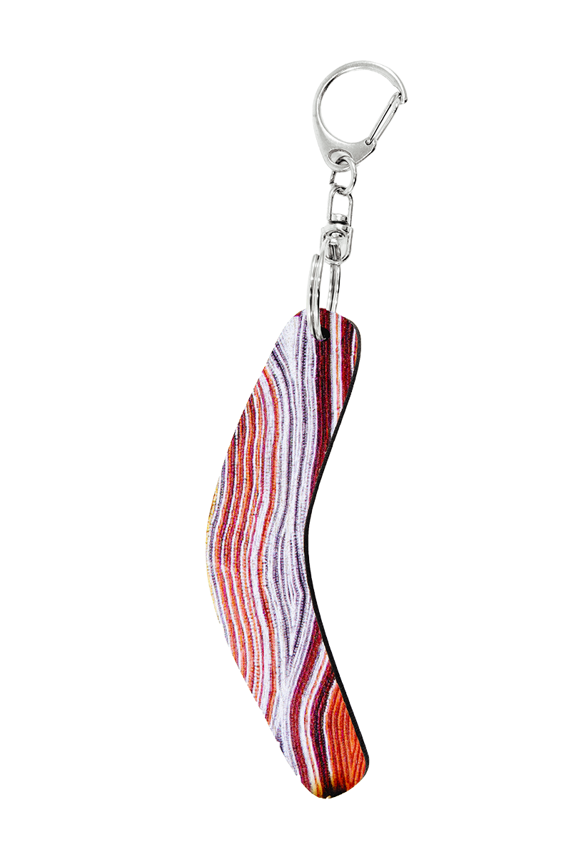 Boomerang Shape Wooden Keyring (Australian Made) - Elsie Granites Napanangka