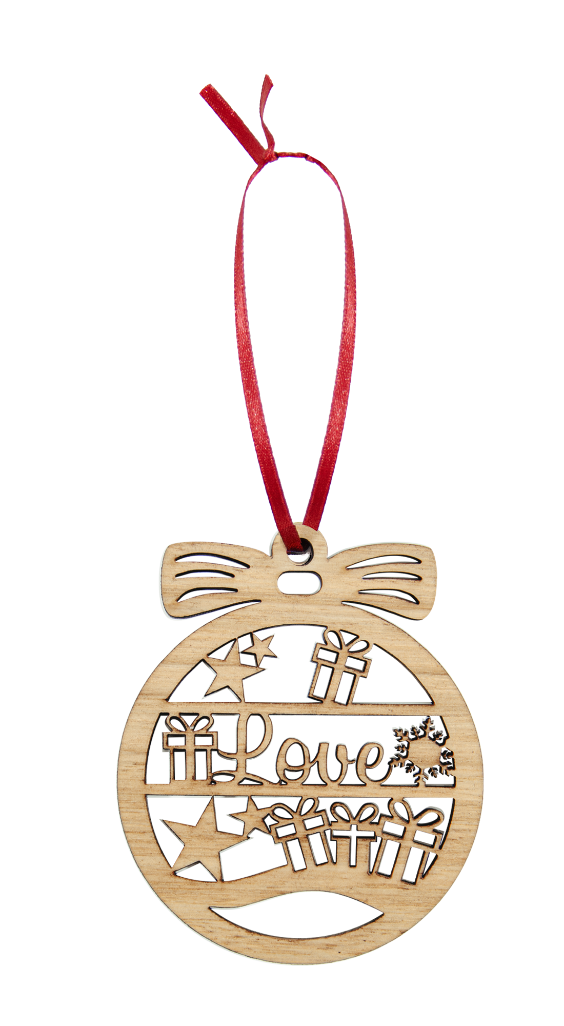 Wooden Christmas Hanging Bauble Ornament - Love
