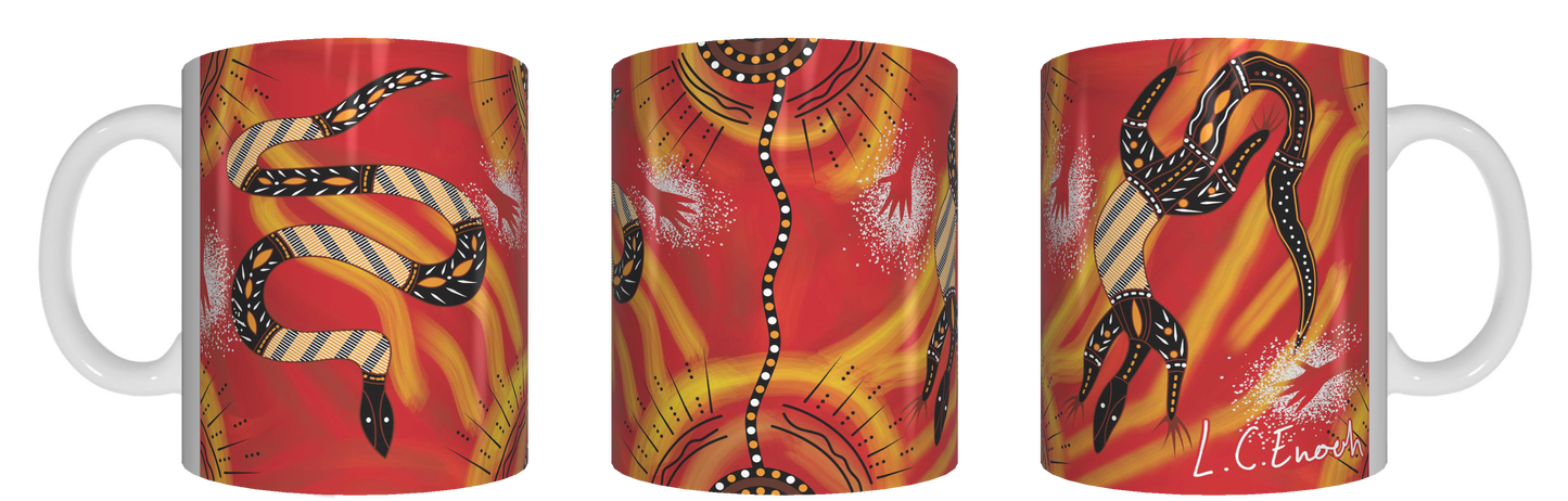 Meeting Place (Fire) - Aboriginal Design Ceramic Mug in Gift Box