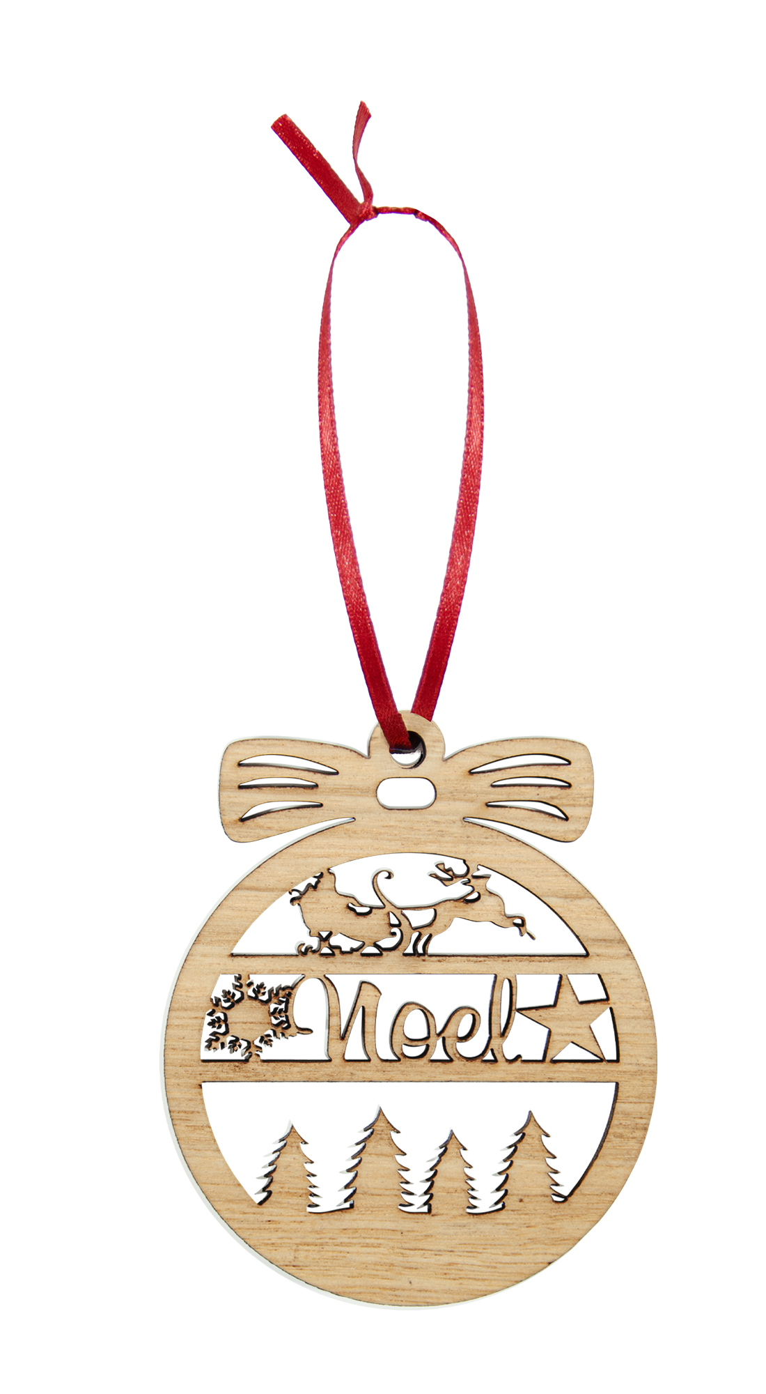 Wooden Christmas Hanging Bauble Ornament - Noel