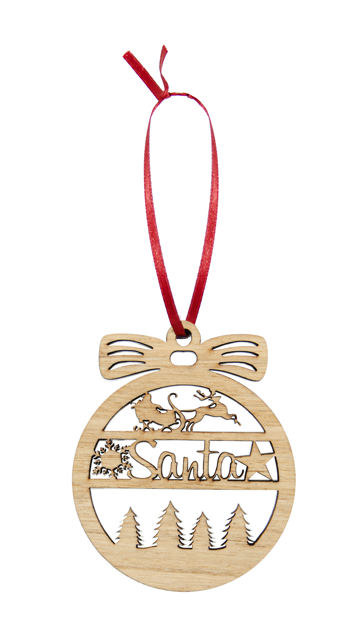 Wooden Christmas Hanging Bauble Ornament - Santa