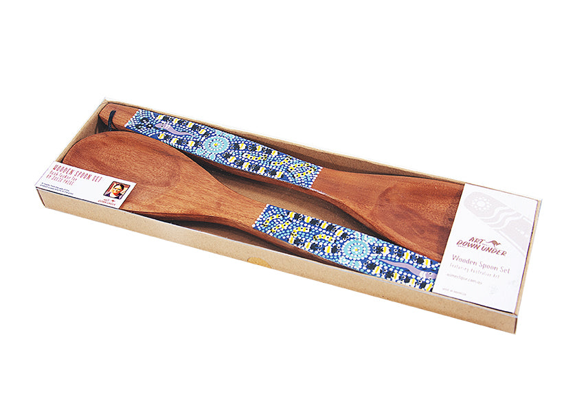 Wooden Spoon Set - Bush Tucker Blue By Julie Paige
