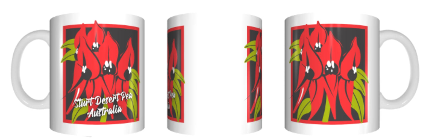 Sturt Desert Pea Australia Mug Cup 325ml Gift Aussie South Australia Emblem - fair-dinkum-gifts