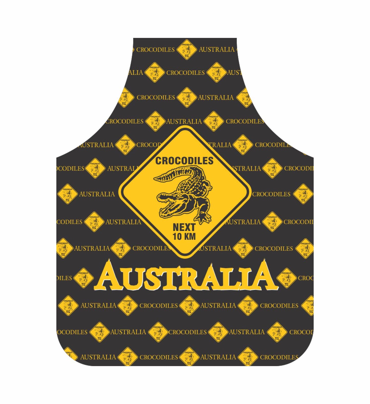 *CLEARANCE* Crocodile Apron Australia Black And Yellow Road Sign Design - fair-dinkum-gifts