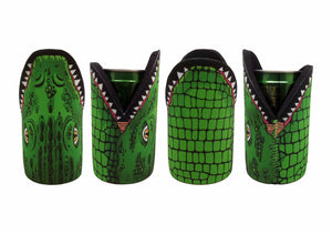 Croc Stubby Holder Pack of 4 Crocodile Drink Cooler Can Holder Neoprene Aussie Green - fair-dinkum-gifts