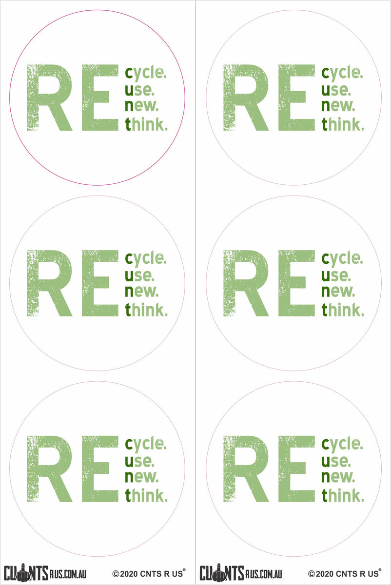 Recycle Reuse Sticker Pack CRU1823R12175 Fair Dinkum Gifts