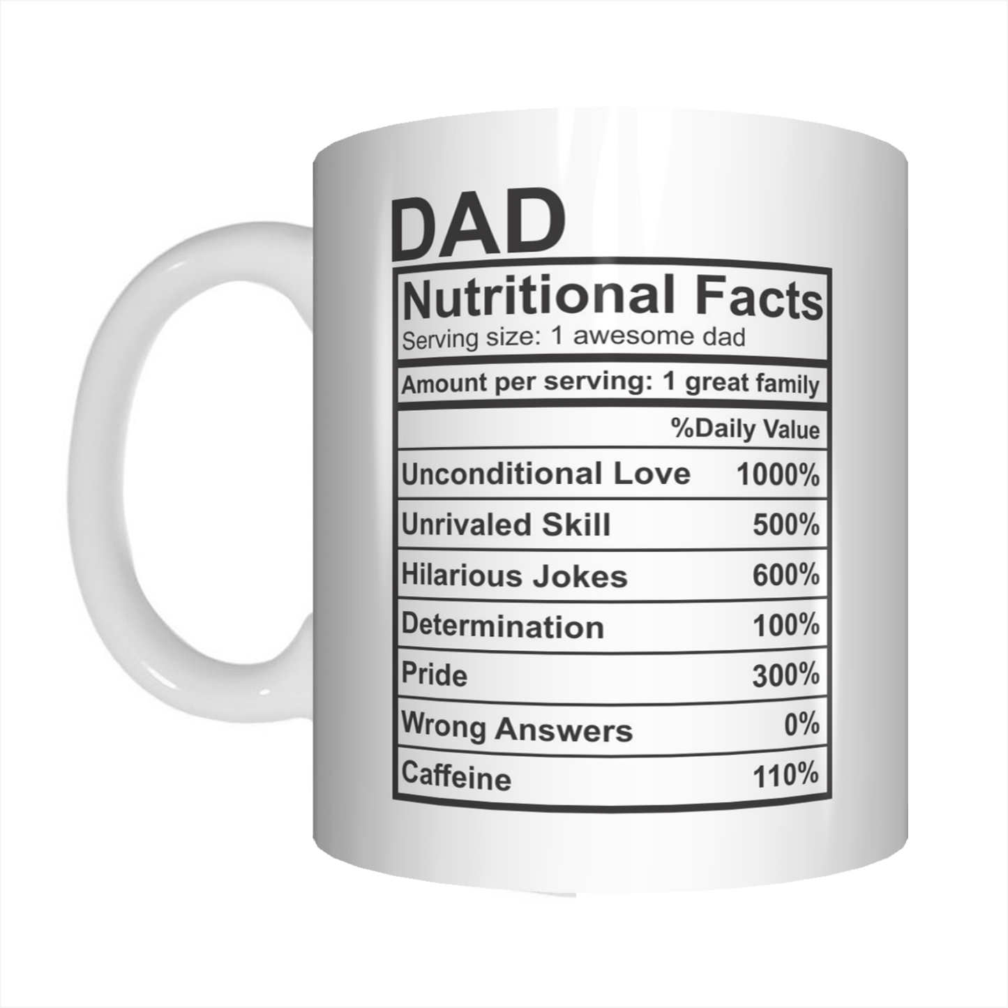 Dad Nutritional Facts One Awesome Dad Coffee Mug Gift For Father's Day FDG07-92-26038 - fair-dinkum-gifts