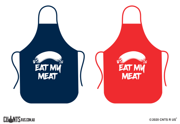 Eat My Meat Apron - Choose From Red or Navy Blue CRU06-01-28004 - fair-dinkum-gifts
