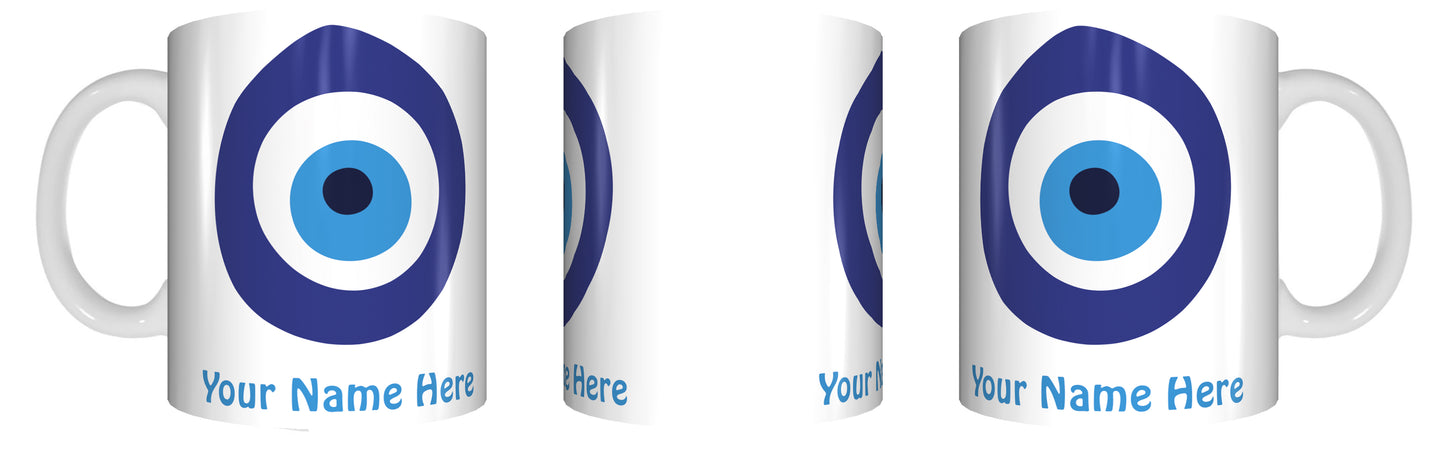 Personalised Evil Eye Mug Coffee Gift Present Novelty Greek Mati Cup - fair-dinkum-gifts