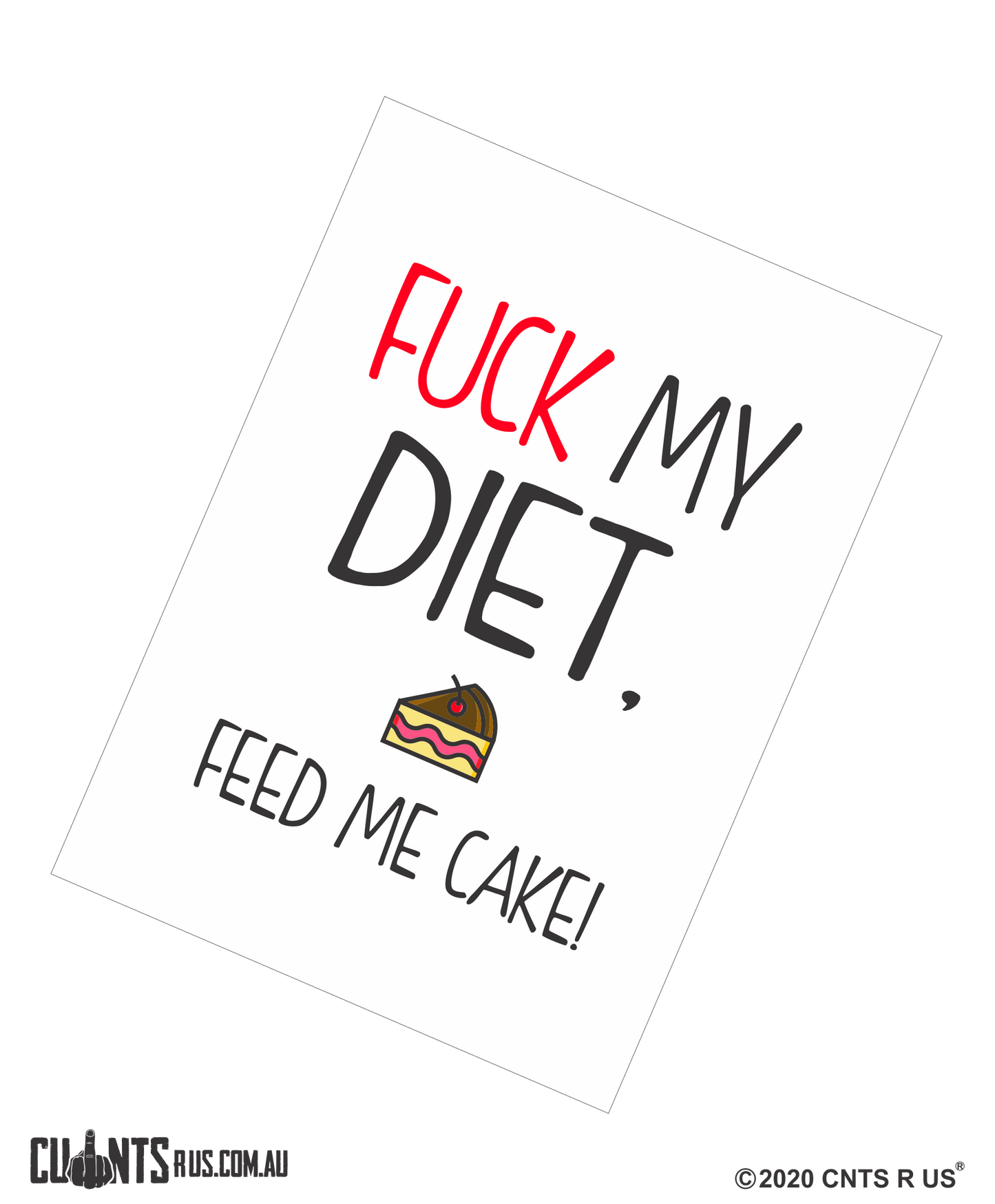 Fuck My Diet Feed Me Cake Cotton Teatowel CRU03-03-14005 - Fair Dinkum Gifts