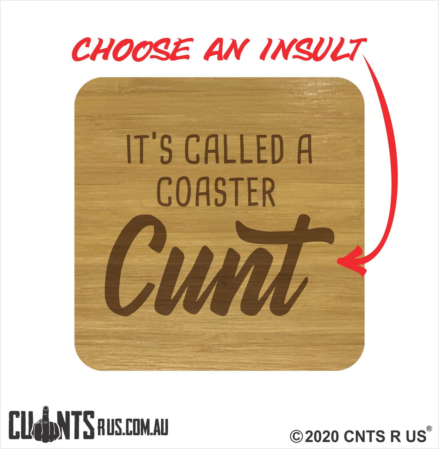 MIXED Set of 4 Rude Bamboo Coasters - fair-dinkum-gifts