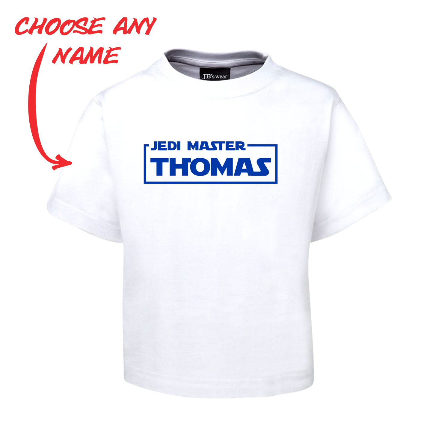JEDI MASTER KIDS T-SHIRT PERSONALISED WITH NAME TEE FDG01-1KT-22013 - fair-dinkum-gifts