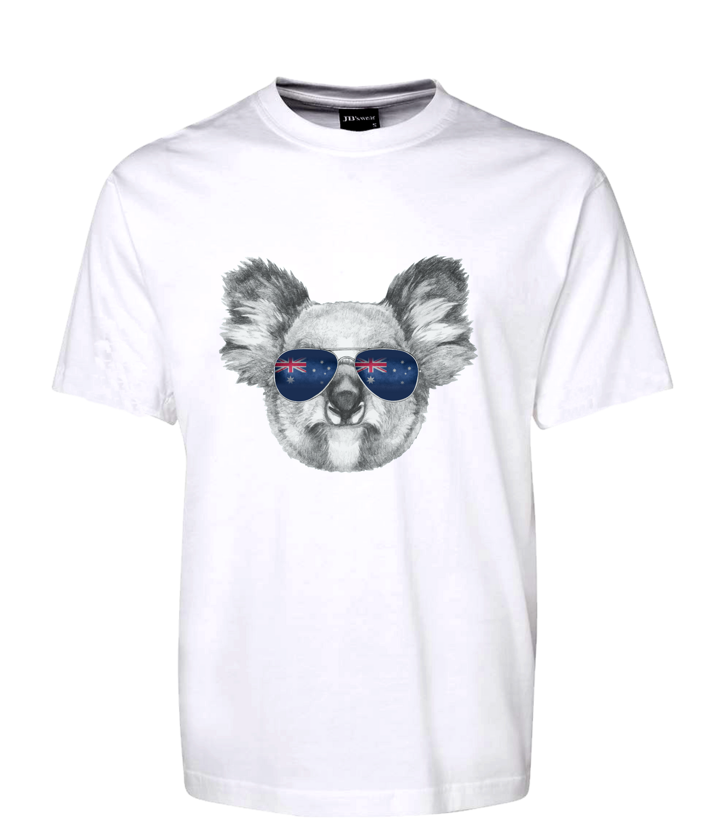 Koala With Sunglasses Australian Flag Tee T-Shirt FDG01-1HT-23007 - fair-dinkum-gifts