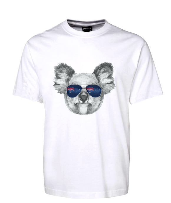 Koala With Sunglasses Australian Flag Tee T-Shirt FDG01-1HT-23007 - fair-dinkum-gifts