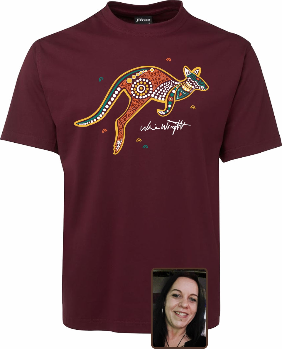 T Shirt ADULT Regular Fit - Nina Wright, Wawi (Red Kangaroo) Design