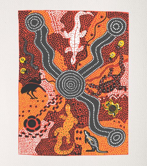 Bulurru Aboriginal Art Canvas Print Unstretched - Waterhole Bulurru Aboriginal Art Canvas Print Unstretched - Waterhole