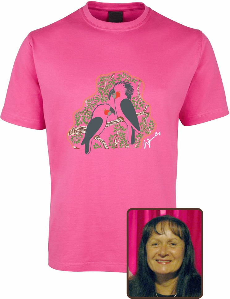 T Shirt ADULT Regular Fit - Wendy Pawley, Black Cockatoos Design
