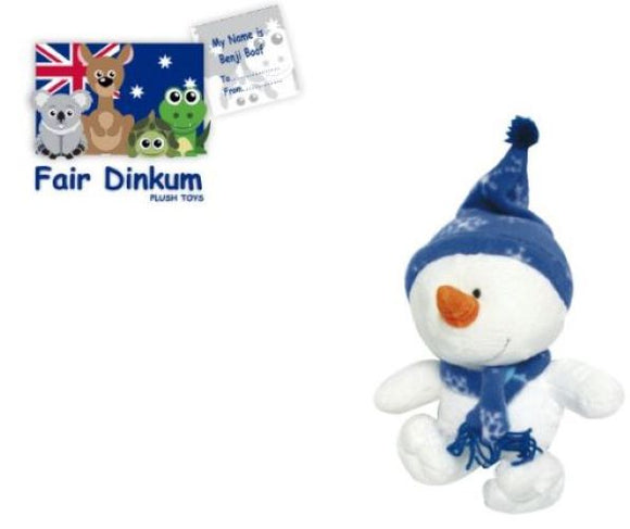 Benji Boof Snowman Plush Toy 15cm With Scarf