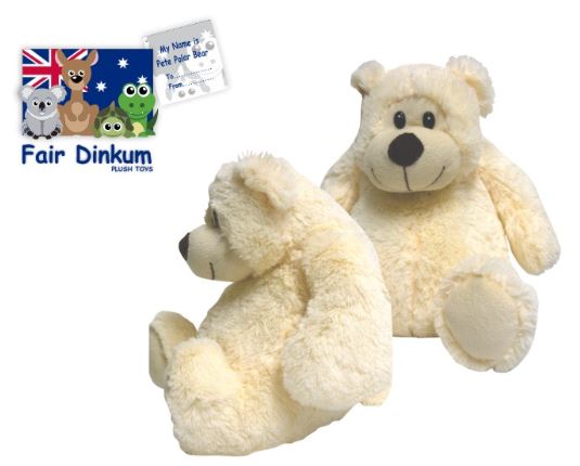 *CLEARANCE* Pete Polar Bear Plush Toy Australia - 24cm - fair-dinkum-gifts