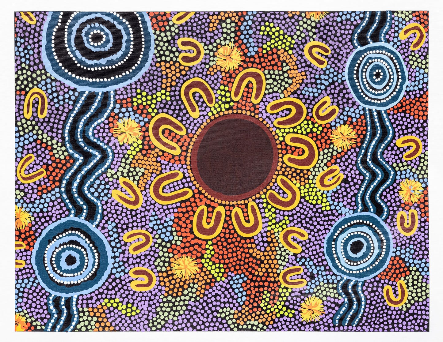 Bulurru Aboriginal Art Canvas Print Unstretched - Women Gathering At Waterholes By Merryn Apma Daley