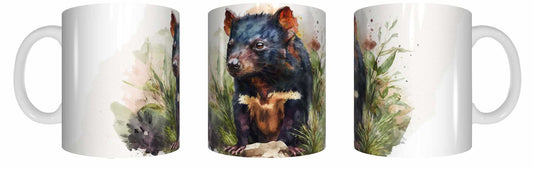 Coffee Mug - Watercolour Tassie Devils (07-92-3987L)