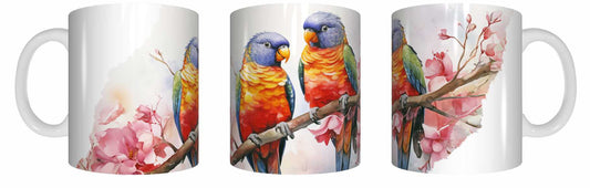 Coffee Mug - Watercolour Rainbow Lorikeets (07-92-3993L)