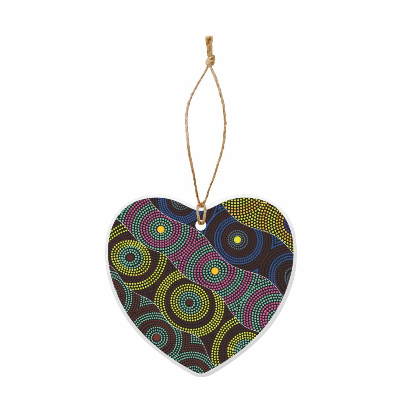 Ceramic Hanging Decoration Heart By Cindy Wallace - Circles - Fair Dinkum Gifts