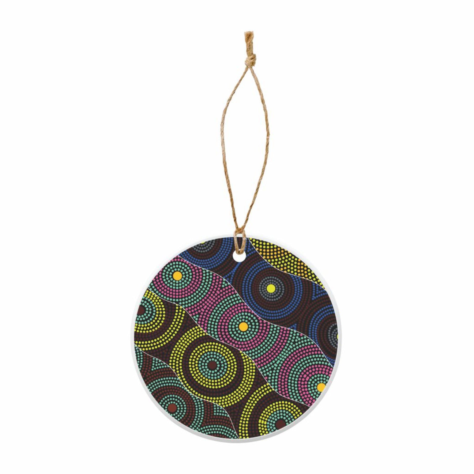 Ceramic Round Hanging Decoration By Cindy Wallace - Circles - Fair Dinkum Gifts
