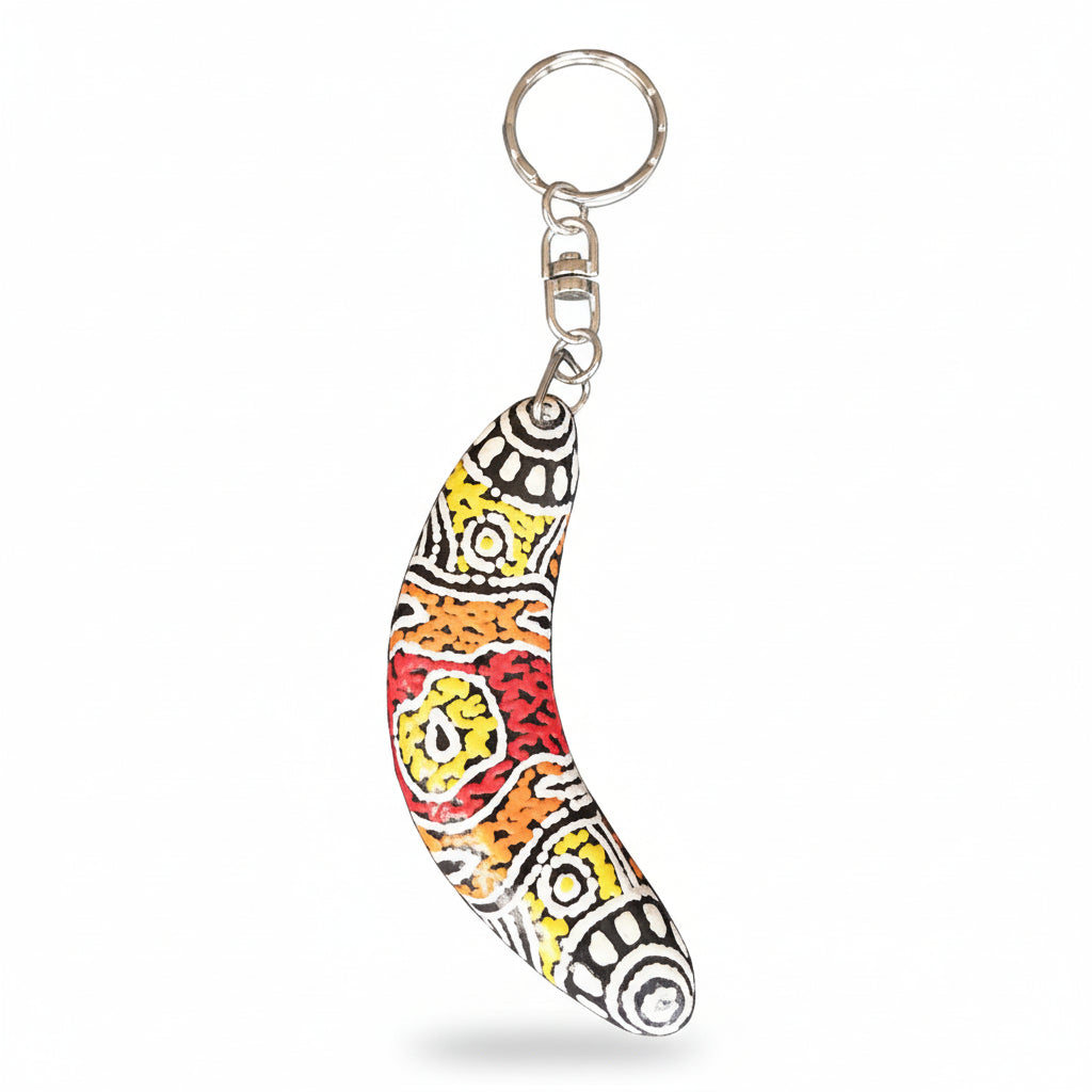 Hand Painted Boomerang Keyring - Debra McDonald - Fair Dinkum Gifts