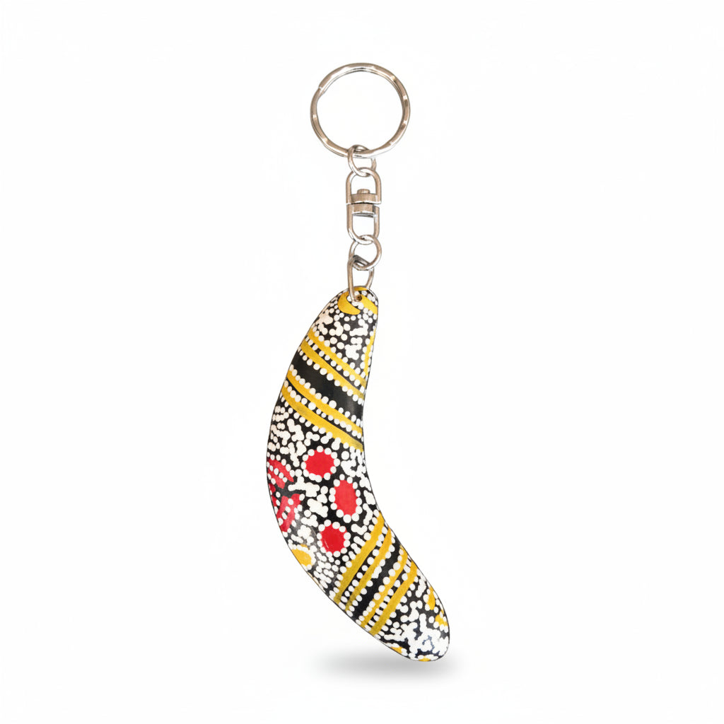 Hand Painted Boomerang Keyring - Glenys Gibson - Fair Dinkum Gifts