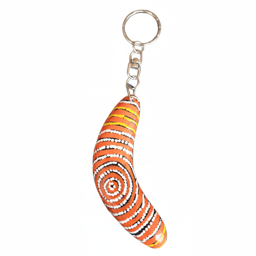 Hand Painted Boomerang Keyring - Wentja Morgan - Fair Dinkum Gifts