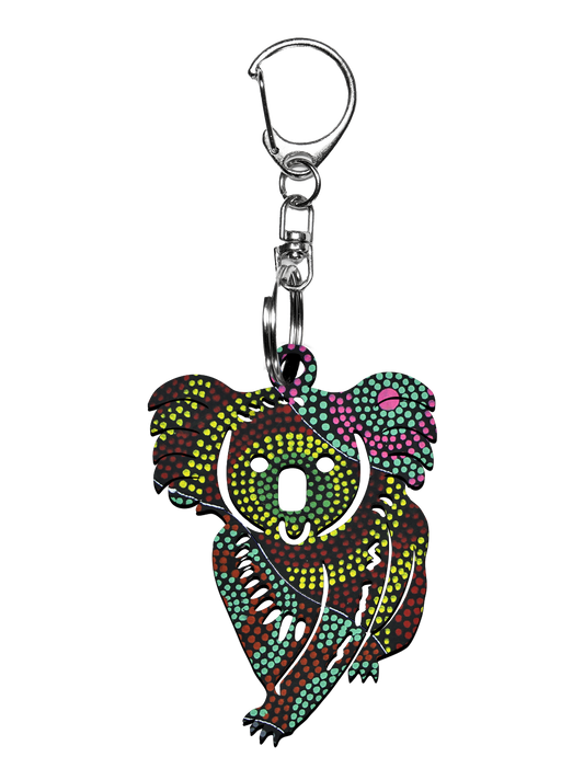 Koala Shape Wooden Keyring (Australian Made) - Cindy Wallace Circles