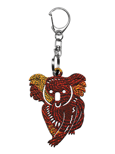 Koala Shape Wooden Keyring (Australian Made) - Alison Munti Riley Red/Orange