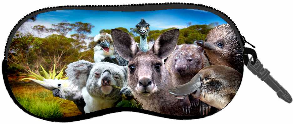 Glasses Case Neoprene w/Belt Clip Aussie Designs Australian Themes Animals Souvenirs - Fair Dinkum Gifts