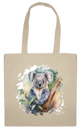 Calico Shopping Tote Bag - Watercolour Koala (27-SC741-3889)