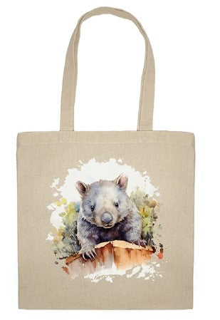Calico Shopping Tote Bag - Watercolour Wombat (27-SC741-3895)