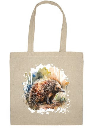 Calico Shopping Tote Bag - Watercolour Echidna (27-SC741-3923)