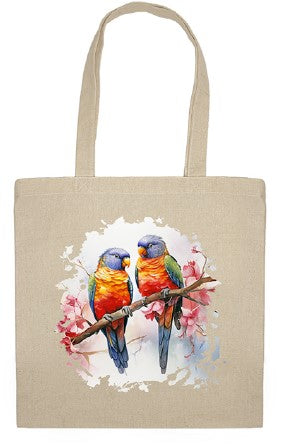 Calico Shopping Tote Bag - Watercolour Rainbow Lorikeets (27-SC741-3993)