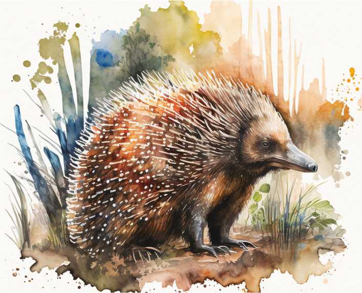 Set of 6 Placemats - Watercolour Echidna