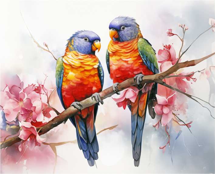 Set of 6 Placemats - Watercolour Rainbow Lorikeets