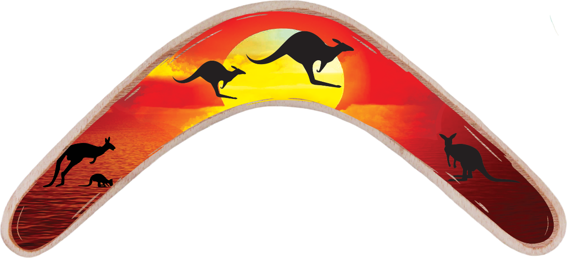 Returning Boomerang Roo Sunrise - Fair Dinkum Gifts