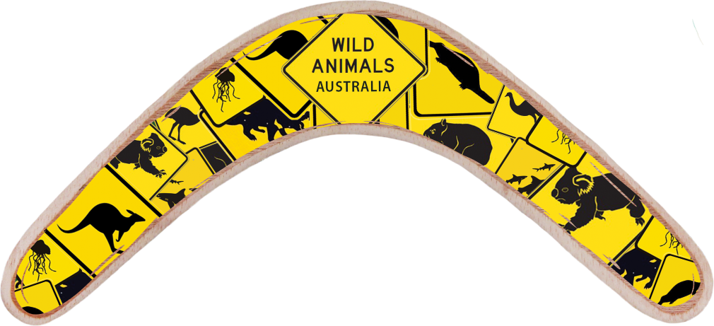 Returning Boomerang Wild Animals Road Signs - Fair Dinkum Gifts