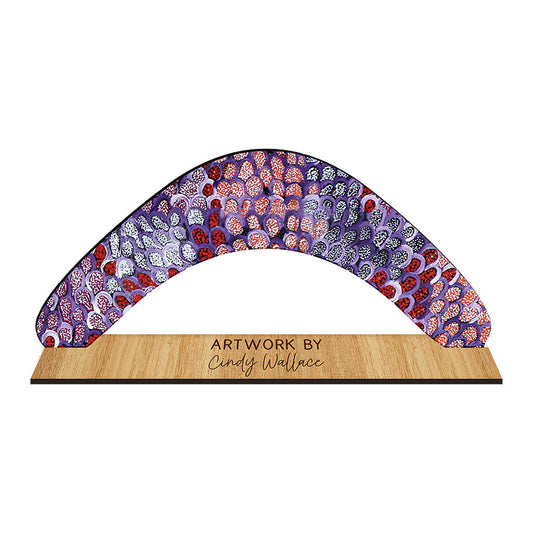 Decorative Boomerang Australian Made - Cindy Wallace Purple