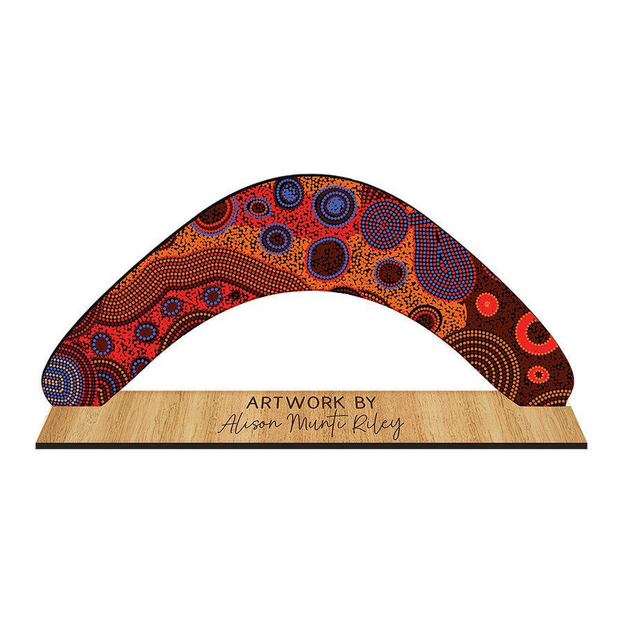 Decorative Boomerang Australian Made - Alison Munti Riley Red