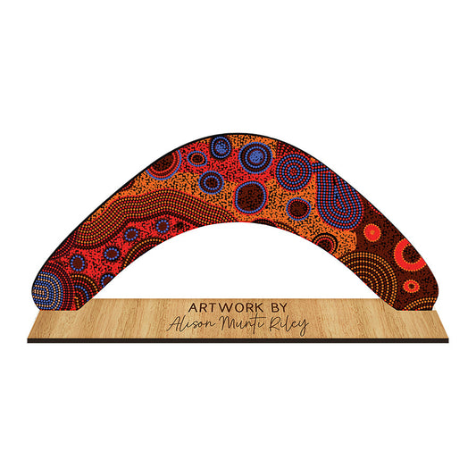 Decorative Boomerang Australian Made - Alison Munti Riley Red